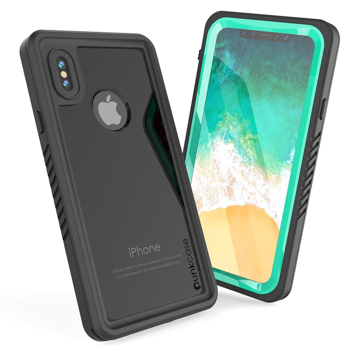 iPhone XS Max Waterproof Case, Punkcase [Extreme Series] Armor Cover W/ Built In Screen Protector [Teal] (Color in image: Red)