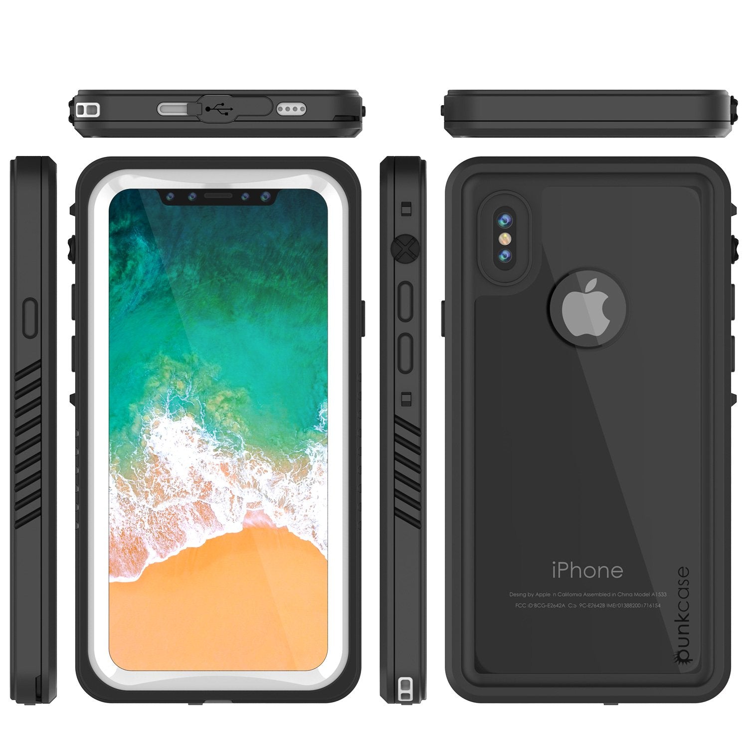 iPhone X Case, Punkcase [Extreme Series] [Slim Fit] [IP68 Certified] [Shockproof] [Snowproof] [Dirproof] Armor Cover W/ Built In Screen Protector for Apple iPhone 10 [White] (Color in image: Light Blue)