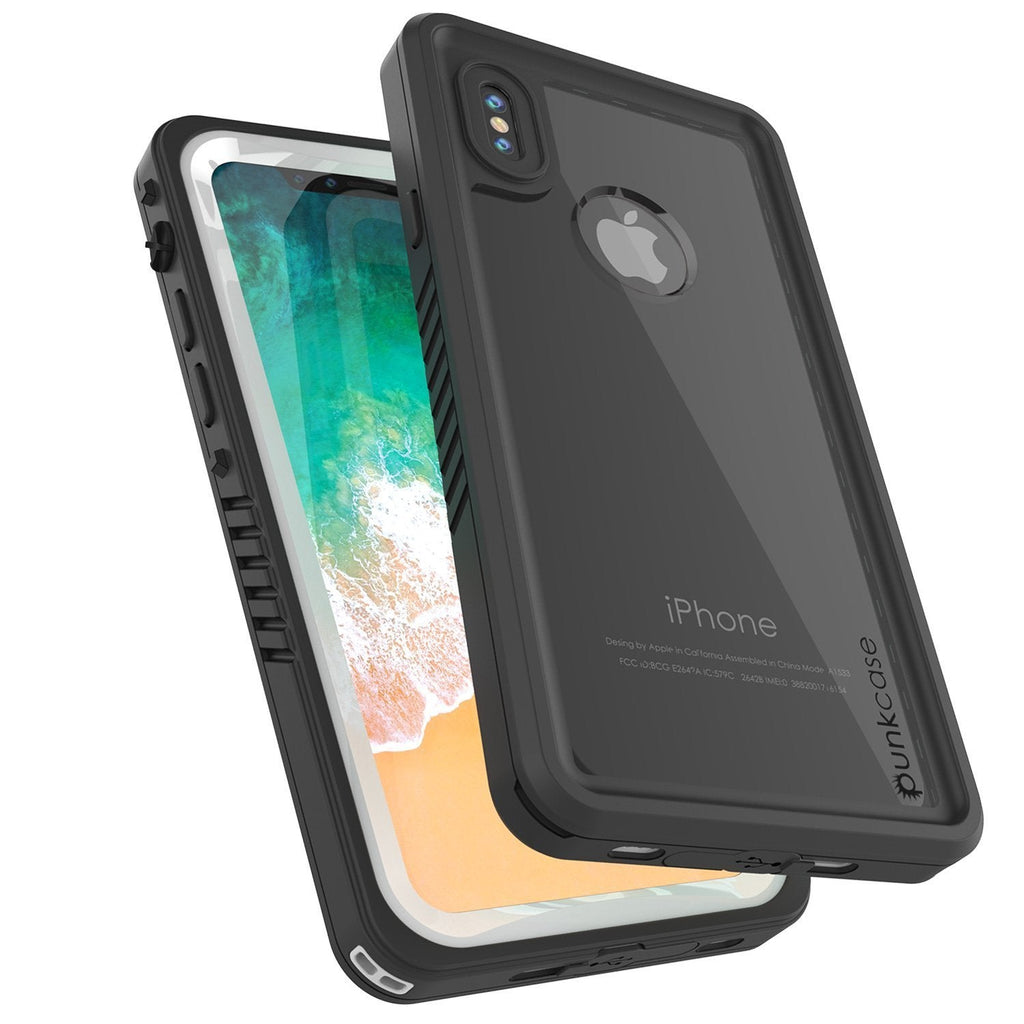 iPhone XS Max Waterproof Case, Punkcase [Extreme Series] Armor Cover W/ Built In Screen Protector [White] (Color in image: Black)