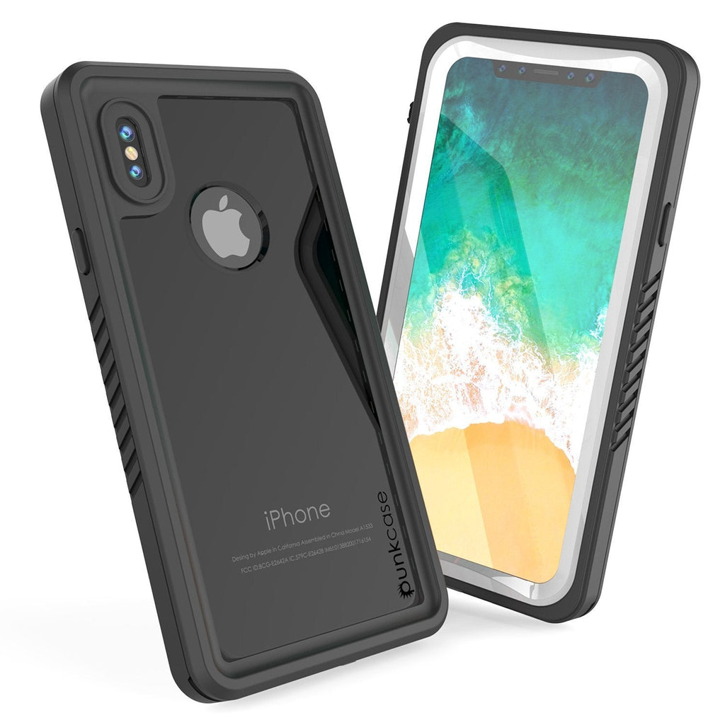 iPhone XS Max Waterproof Case, Punkcase [Extreme Series] Armor Cover W/ Built In Screen Protector [White] (Color in image: Teal)