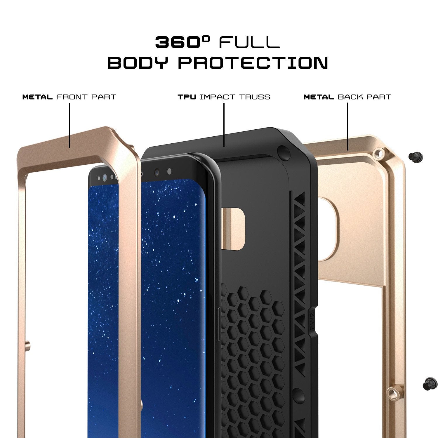 Galaxy S8  Case, PUNKcase Metallic Gold Shockproof  Slim Metal Armor Case