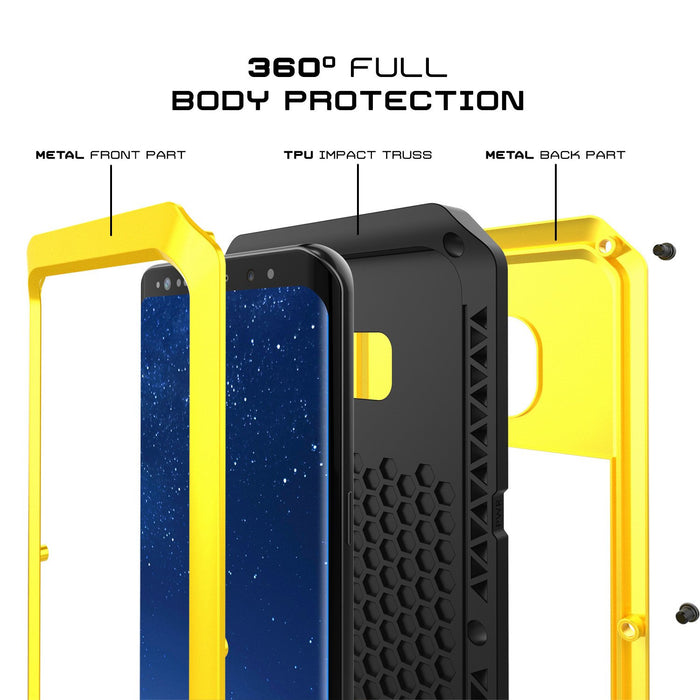 Galaxy S8+ Plus  Case, PUNKcase Metallic Neon Shockproof  Slim Metal Armor Case [Yellow]