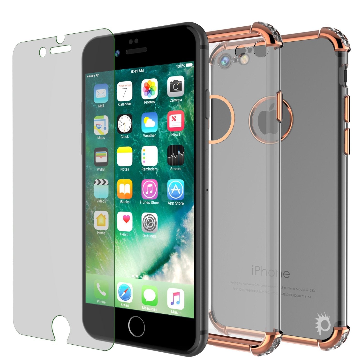 iPhone 8 Case, Punkcase [BLAZE SERIES] Protective Cover W/ PunkShield Screen Protector [Shockproof] [Slim Fit] for Apple iPhone [Red] (Color in image: Rose gold)