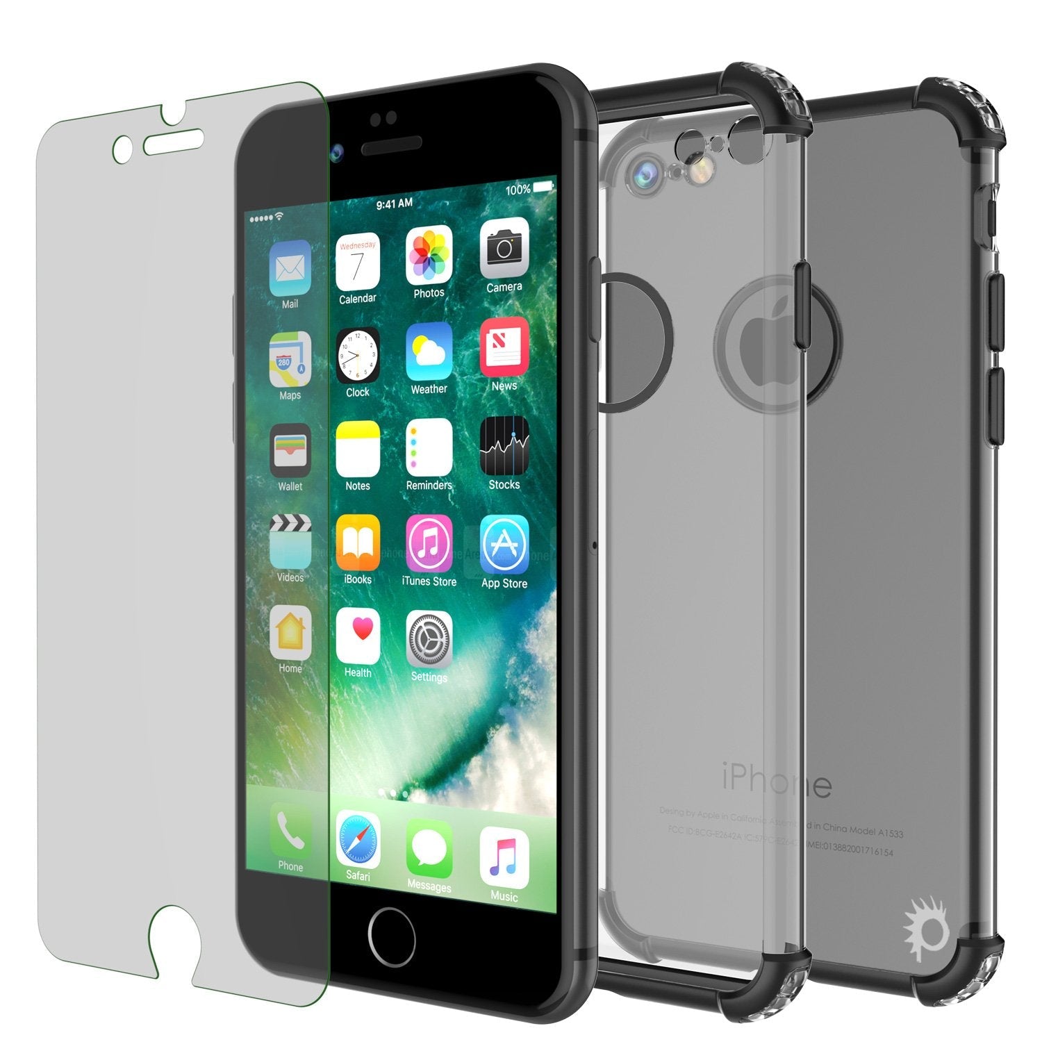 iPhone 8 Case, Punkcase [BLAZE SERIES] Protective Cover W/ PunkShield Screen Protector [Shockproof] [Slim Fit] for Apple iPhone [Black] (Color in image: Gold)