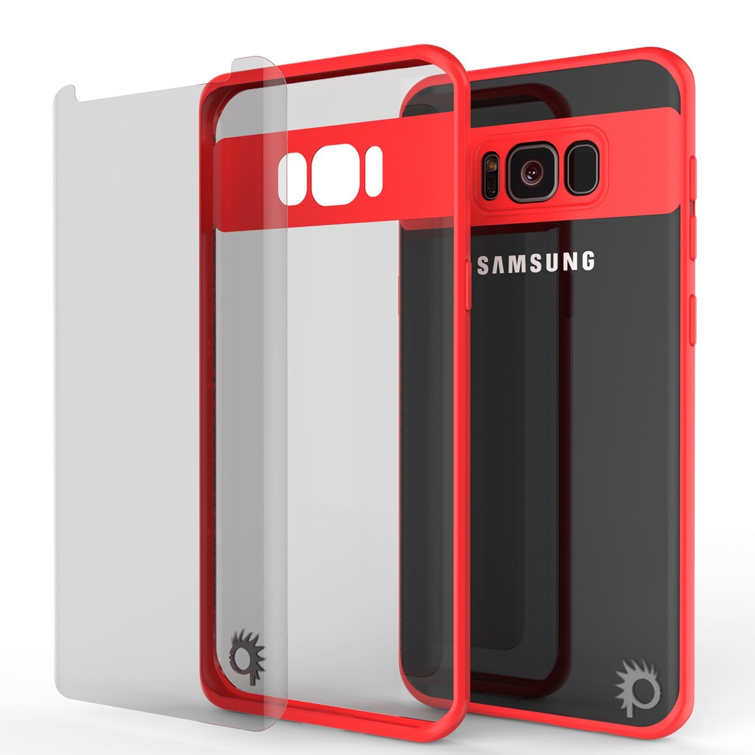 Galaxy S8 Case, Punkcase [MASK Series] [RED] Full Body Hybrid Dual Layer TPU Cover W/ Protective PUNKSHIELD Screen Protector