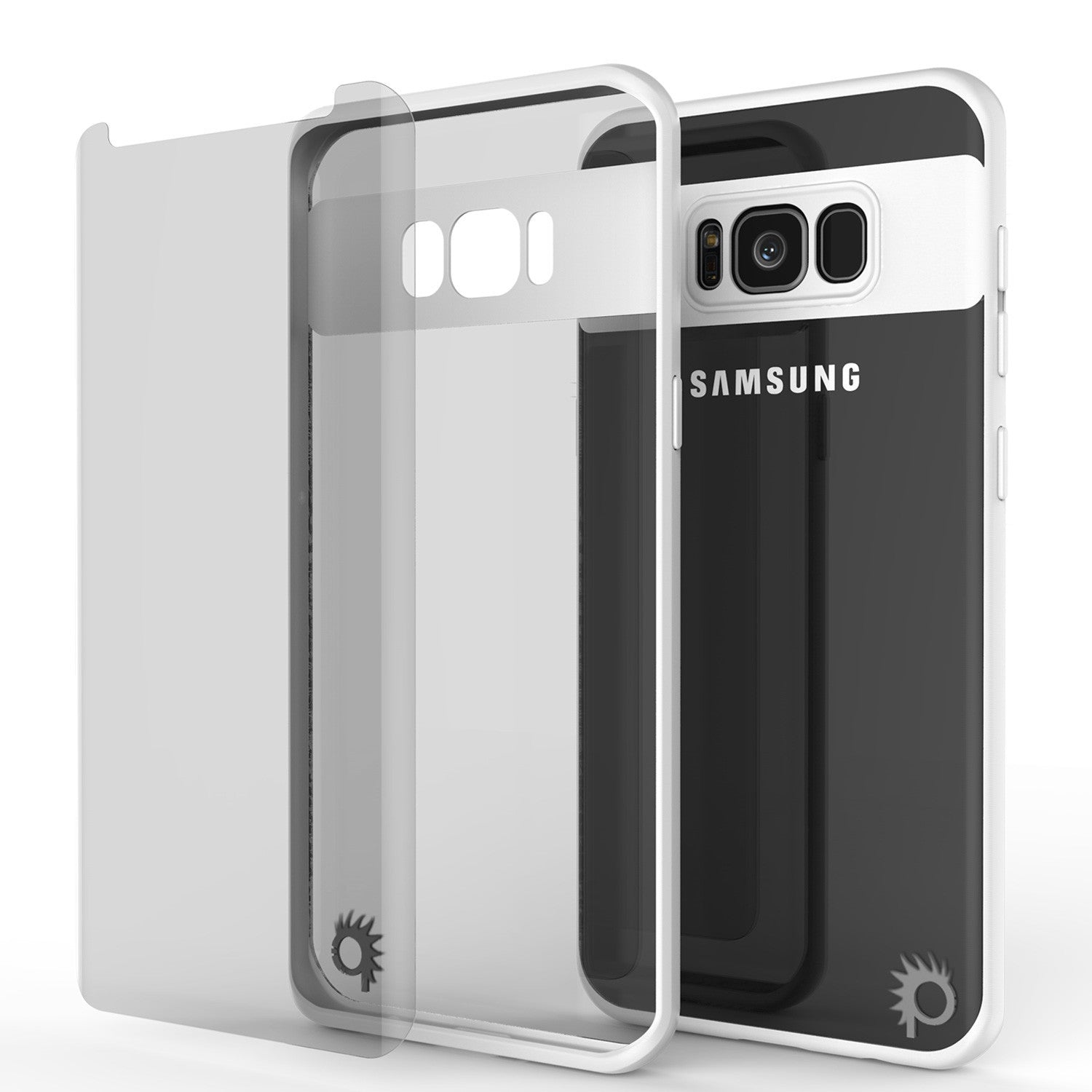 Galaxy S8 Case, Punkcase [MASK Series] [WHITE] Full Body Hybrid Dual Layer TPU Cover W/ Protective PUNKSHIELD Screen Protector (Color in image: black)