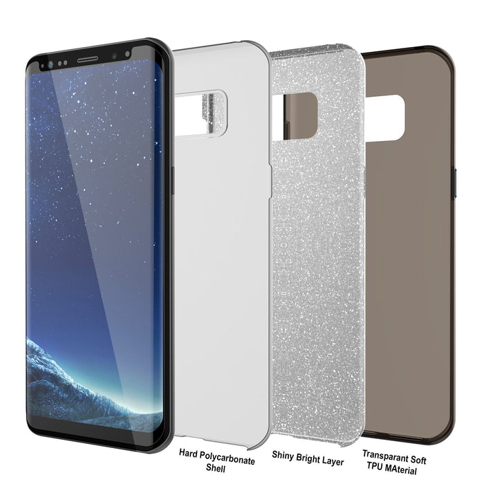 Galaxy S8 Plus Case, Punkcase Galactic 2.0 Series Ultra Slim Protective Armor TPU Cover [Black] (Color in image: silver)