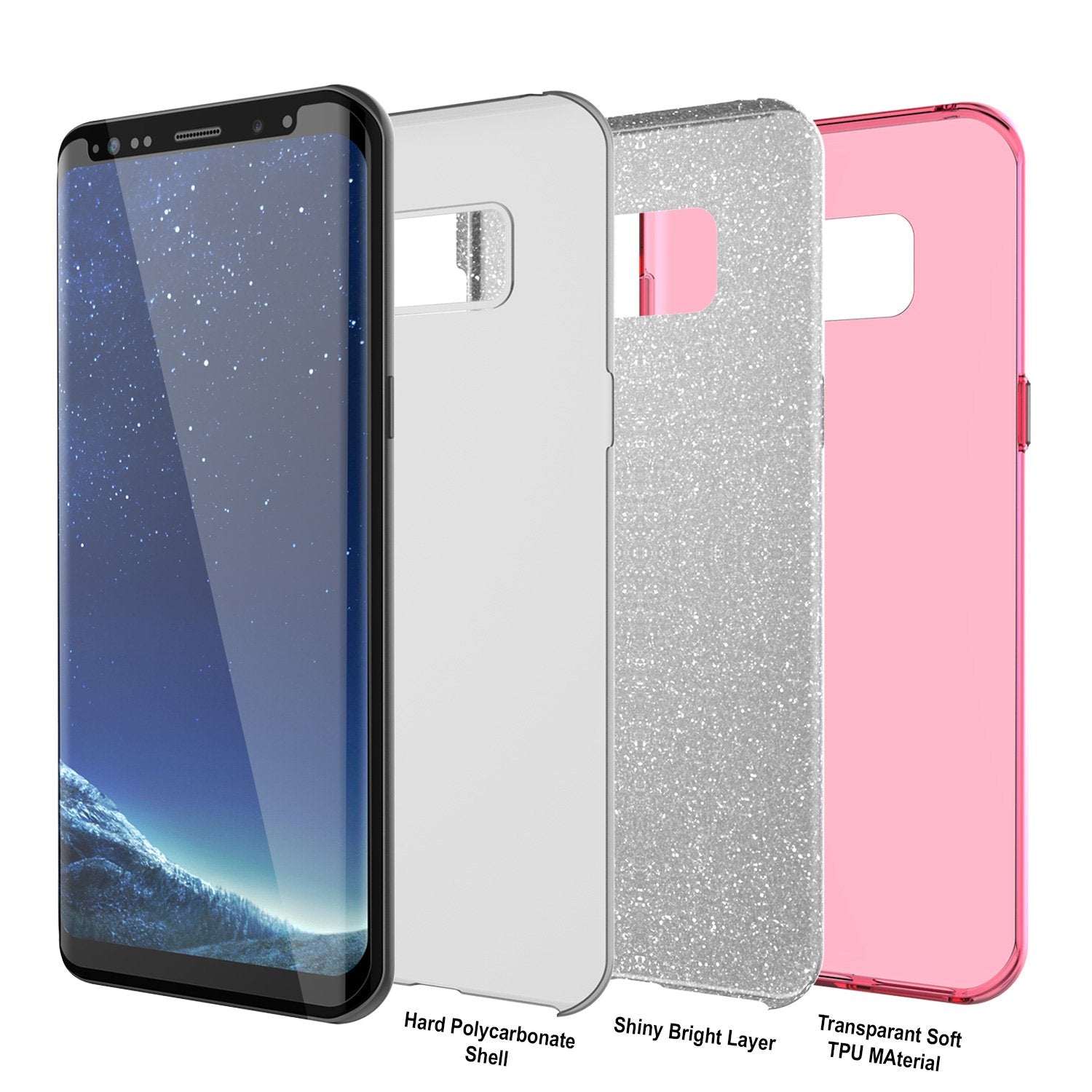 Galaxy S8 Case, Punkcase Galactic 2.0 Series Ultra Slim Protective Armor TPU Cover w/ PunkShield Screen Protector | Lifetime Exchange Warranty | Designed for Samsung Galaxy S8 [Pink] (Color in image: silver)