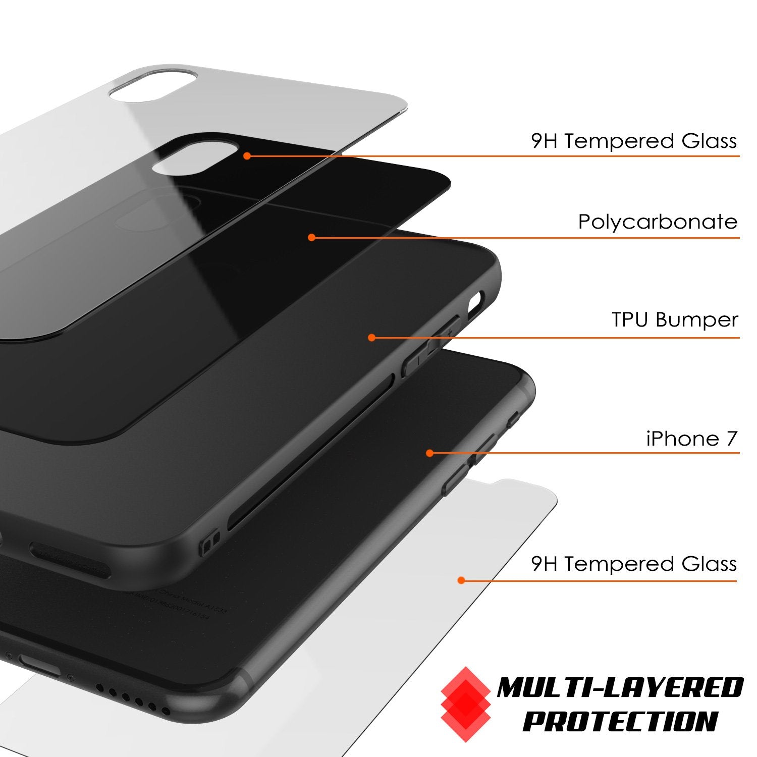 iPhone X Case, Punkcase GlassShield Ultra Thin Protective 9H Full Body Tempered Glass Cover W/ Drop Protection & Non Slip Grip for Apple iPhone 10 [Black] (Color in image: White)