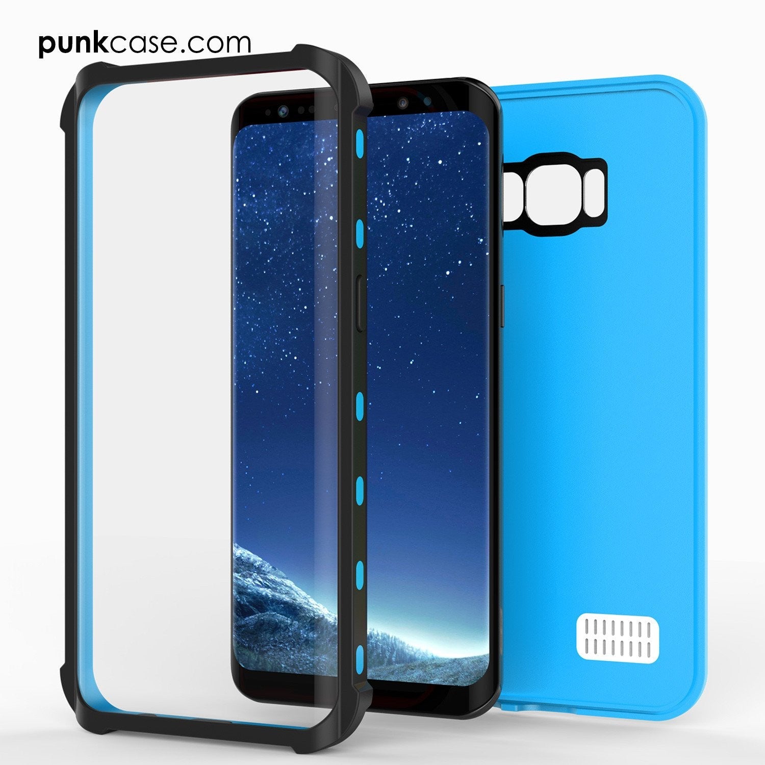 Galaxy S8 Plus Waterproof Case, Punkcase KickStud Light Blue Series [Slim Fit] [IP68 Certified] [Shockproof] [Snowproof] Armor Cover (Color in image: Black)