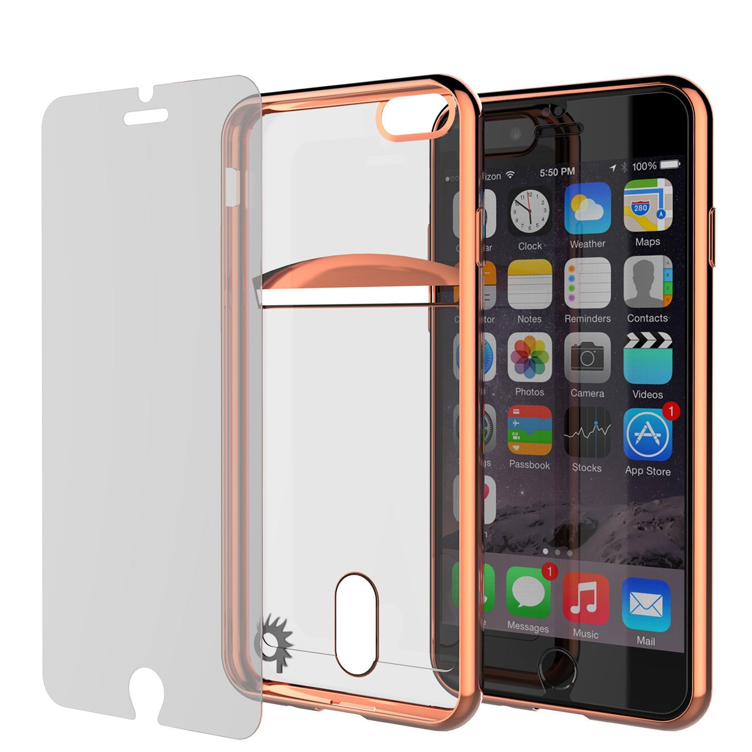 iPhone 7+ Plus Case, PUNKCASE® LUCID Rose Gold Series | Card Slot | SHIELD Screen Protector (Color in image: Gold)