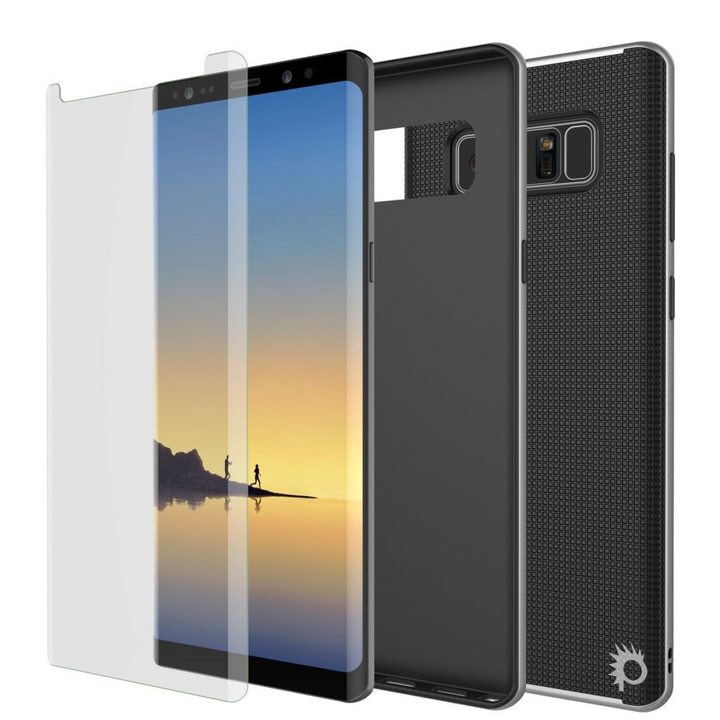 Galaxy Note 8 Case, PunkCase [Stealth Series] Hybrid 3-Piece Shockproof Dual Layer Cover [Non-Slip] [Soft TPU + PC Bumper] with PUNKSHIELD Screen Protector for Samsung Note 8 [Silver] (Color in image: Teal)