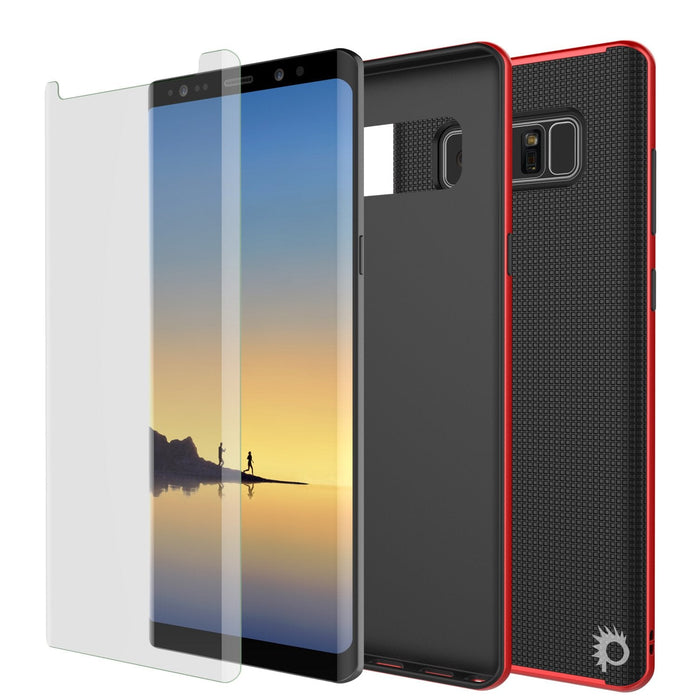 Galaxy Note 8 Case, PunkCase [Stealth Series] Hybrid 3-Piece Shockproof Dual Layer Cover [Non-Slip] [Soft TPU + PC Bumper] with PUNKSHIELD Screen Protector for Samsung Note 8 [Red] (Color in image: Teal)