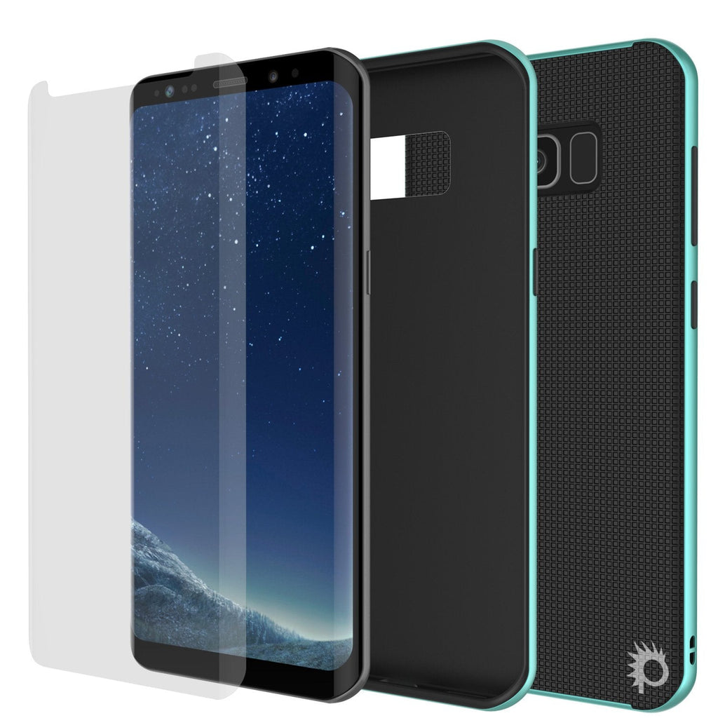 Galaxy S8 PLUS Case, PunkCase [Stealth Series] Hybrid 3-Piece Shockproof Dual Layer Cover [Non-Slip] [Soft TPU + PC Bumper] with PUNKSHIELD Screen Protector for Samsung S8+ [Teal] (Color in image: Grey)