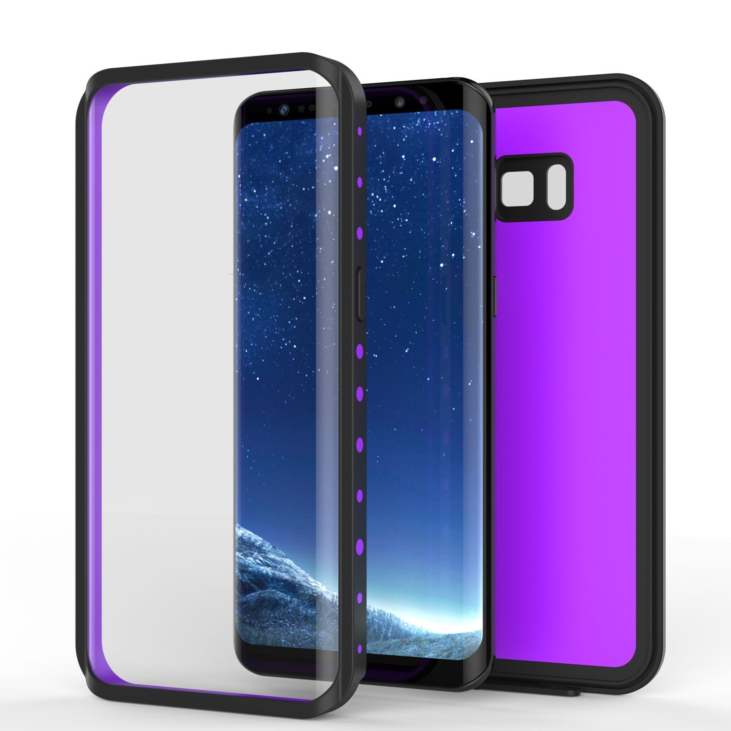 Galaxy S8 Waterproof Case PunkCase StudStar Purple Thin 6.6ft Underwater IP68 Shock/Snow Proof (Color in image: white)