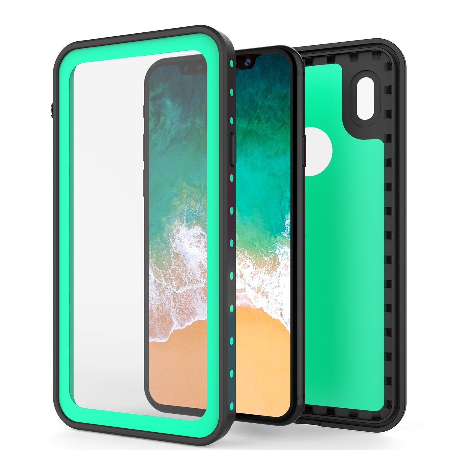 iPhone X Waterproof IP68 Case, Punkcase [Teal] [StudStar Series] [Slim Fit] [Dirtproof] (Color in image: light green)