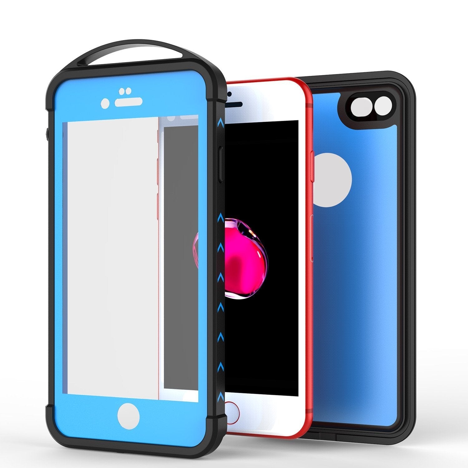 iPhone 8 Waterproof Case, Punkcase ALPINE Series, Light Blue | Heavy Duty Armor Cover (Color in image: black)