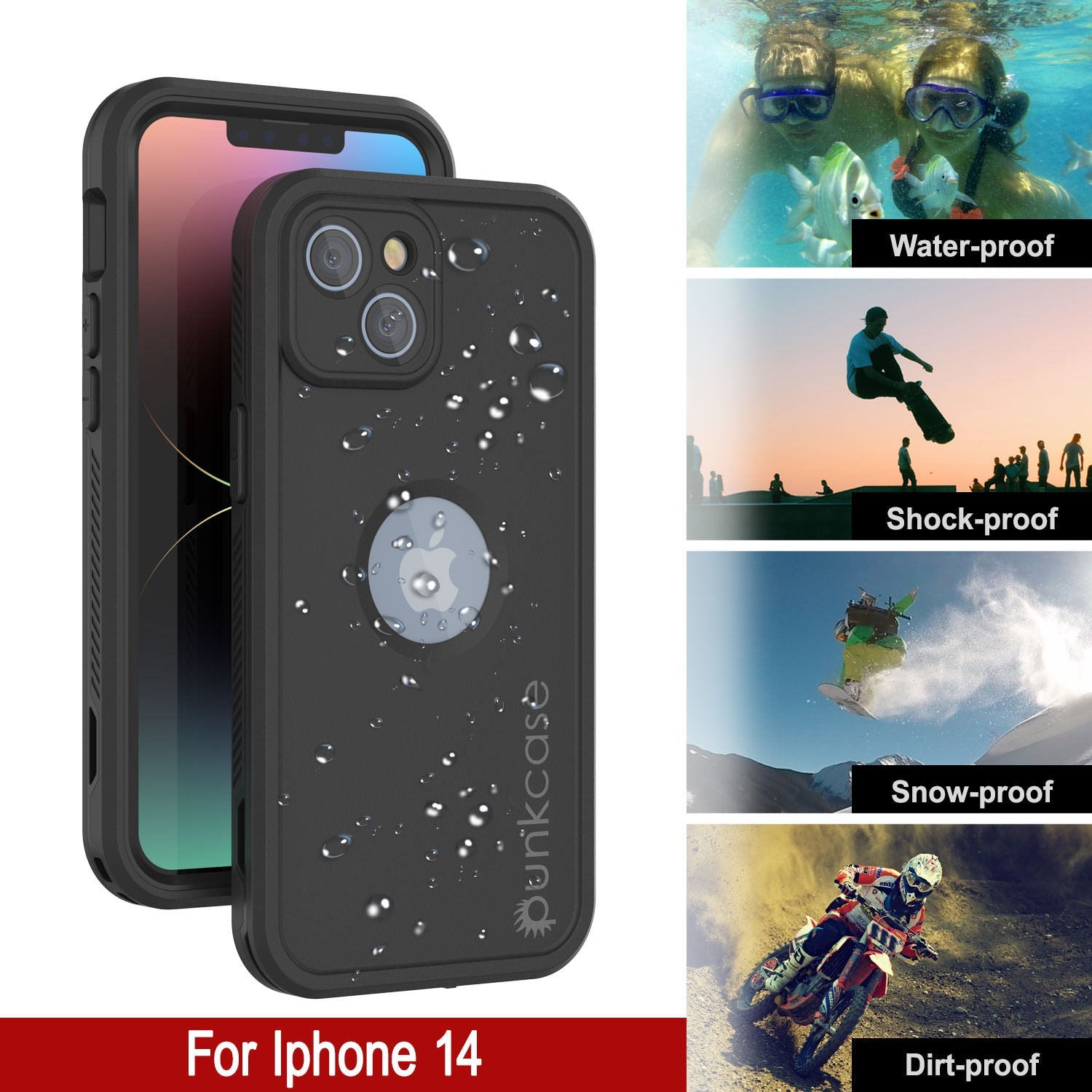 Punkcase iPhone 14 Waterproof Case [Aqua Extreme Series] Armor Cover [Black]