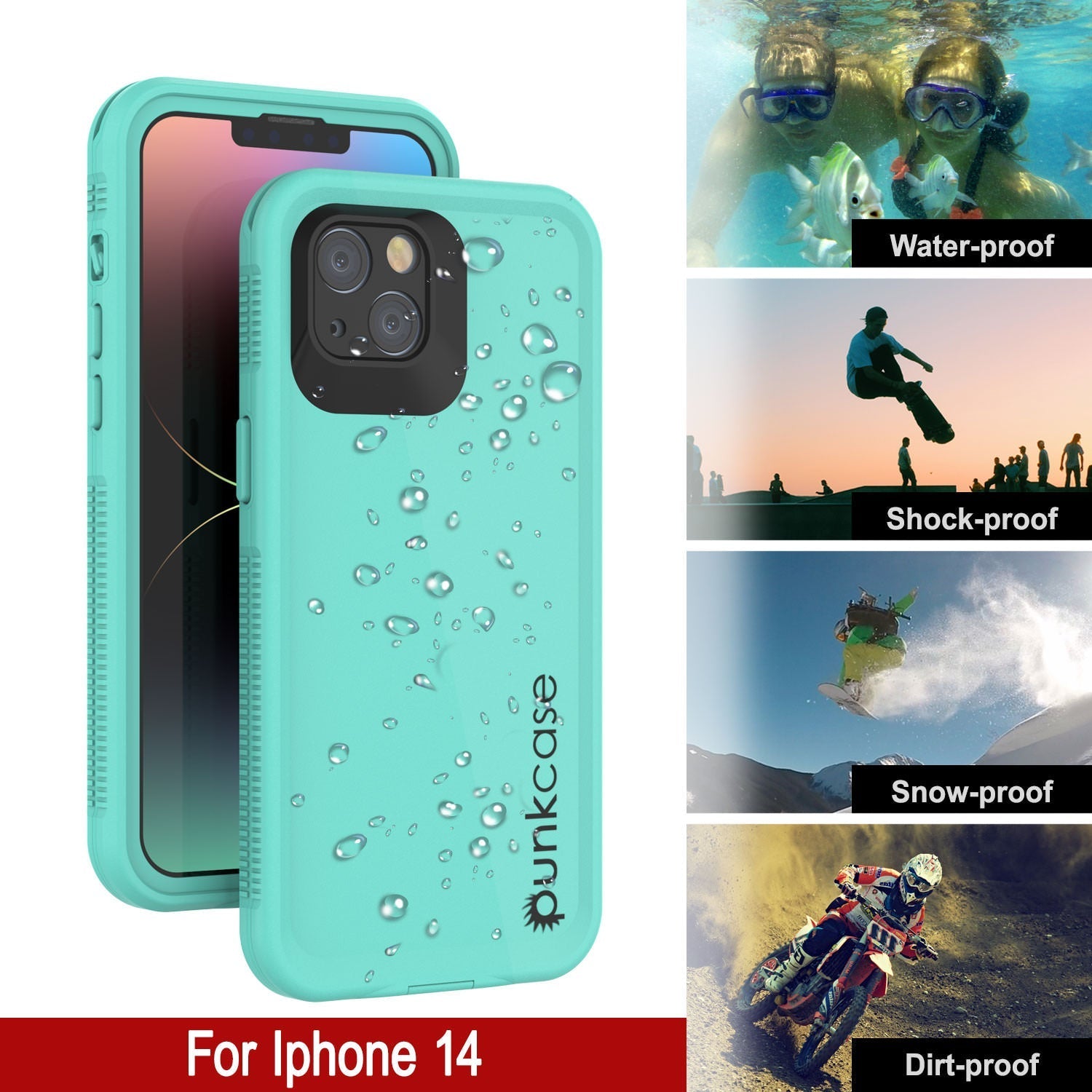 Punkcase iPhone 14 Waterproof Case [Aqua Series] Armor Cover [Blue]