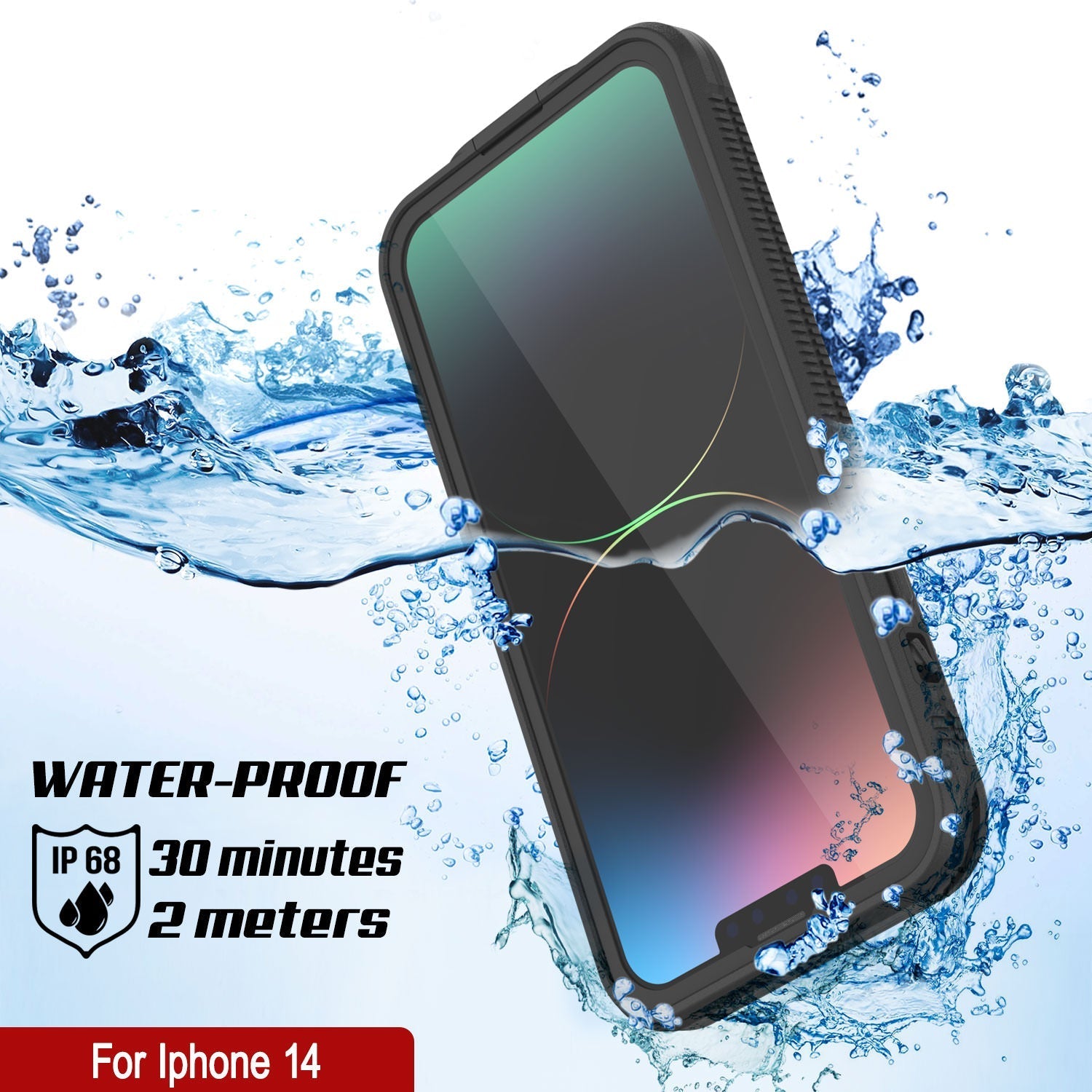 Punkcase iPhone 14 Waterproof Case [Aqua Series] Armor Cover [Black]