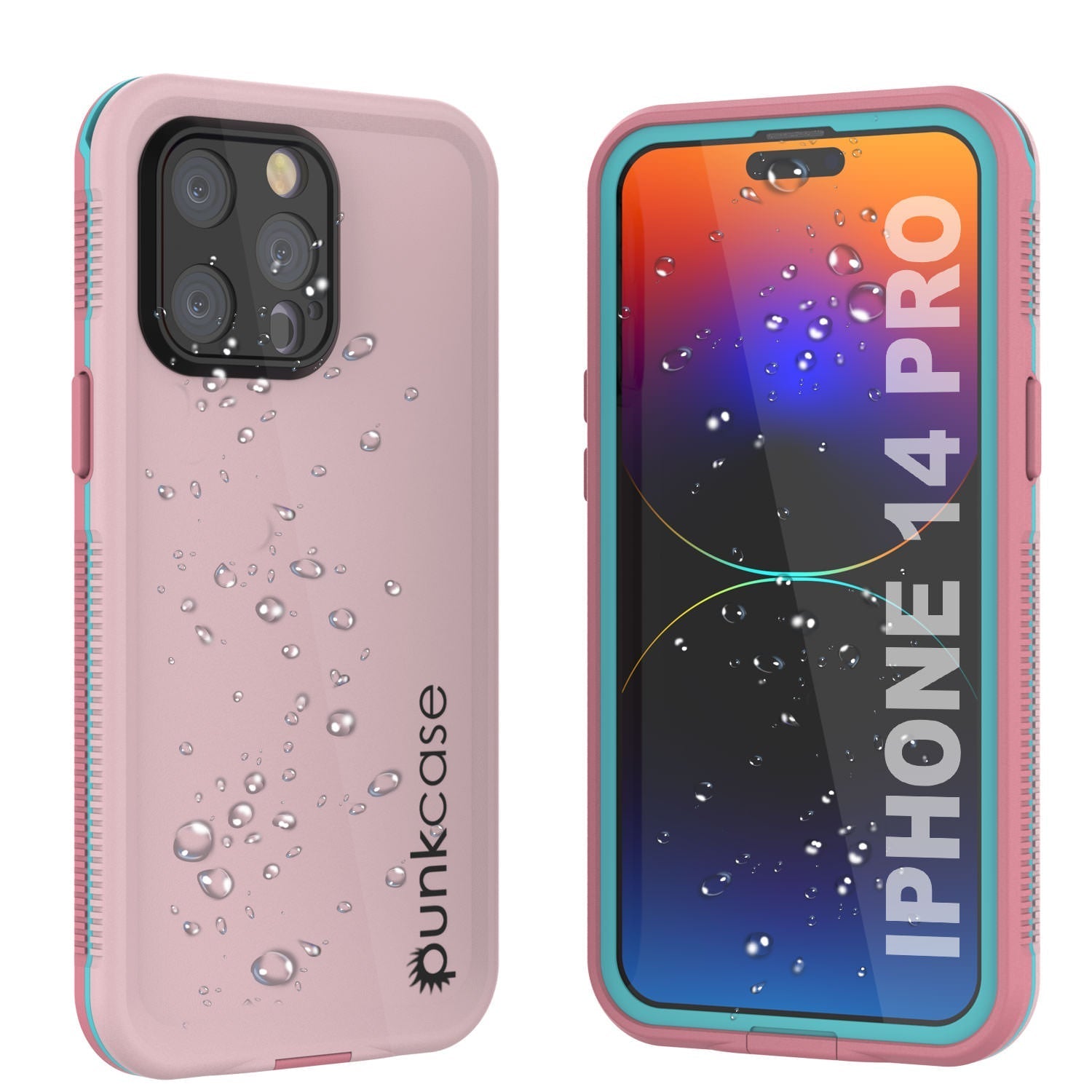 Punkcase iPhone 14 Pro Waterproof Case [Aqua Series] Armor Cover [Pink]