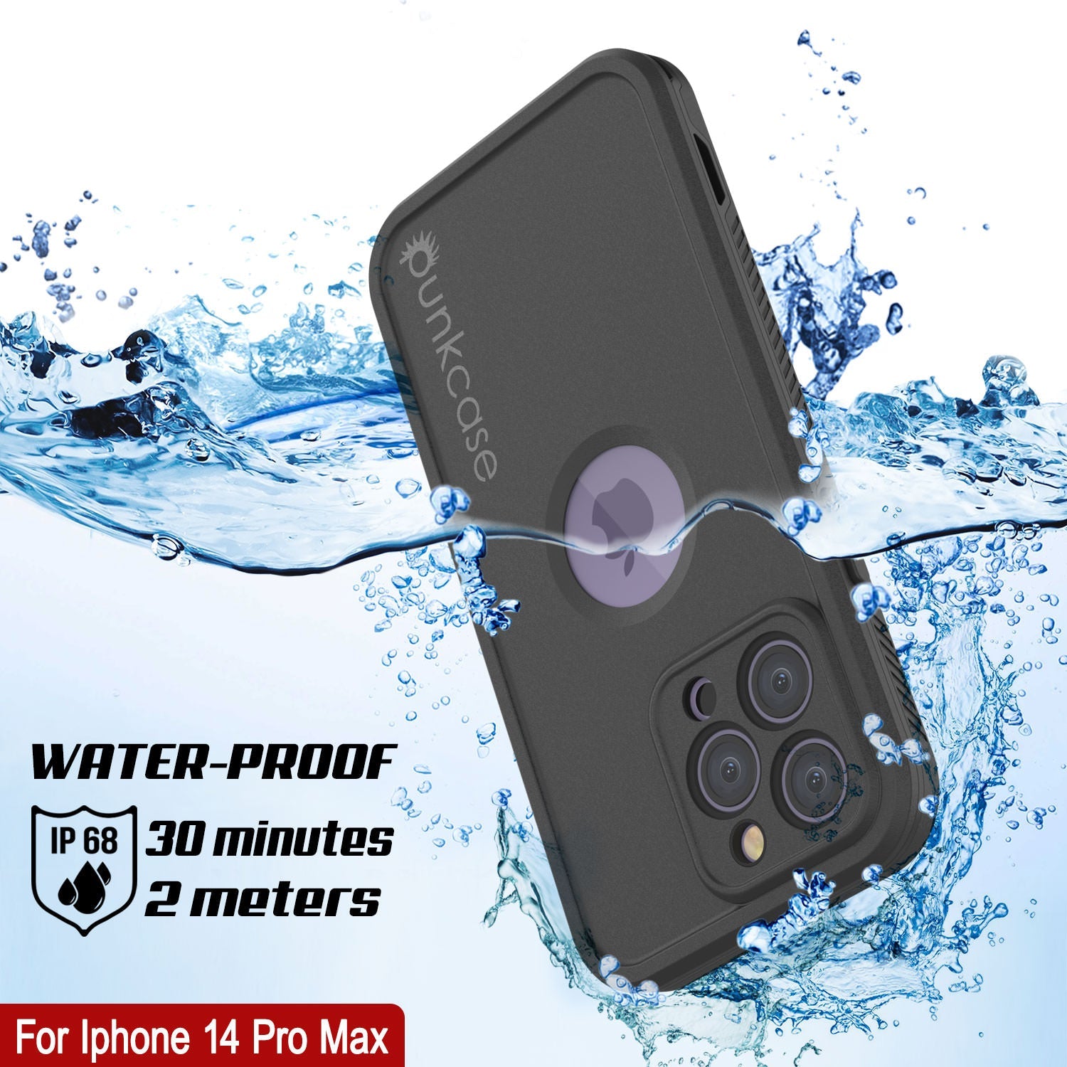 Punkcase iPhone 14 Pro Max Waterproof Case [Aqua Extreme Series] Armor Cover [Black]