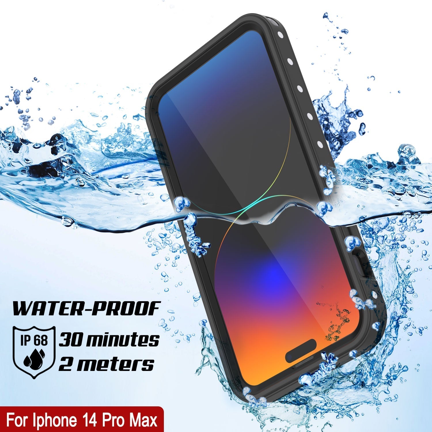 iPhone 14 Pro Max Waterproof IP68 Case, Punkcase [White] [StudStar Series] [Slim Fit] [Dirtproof]