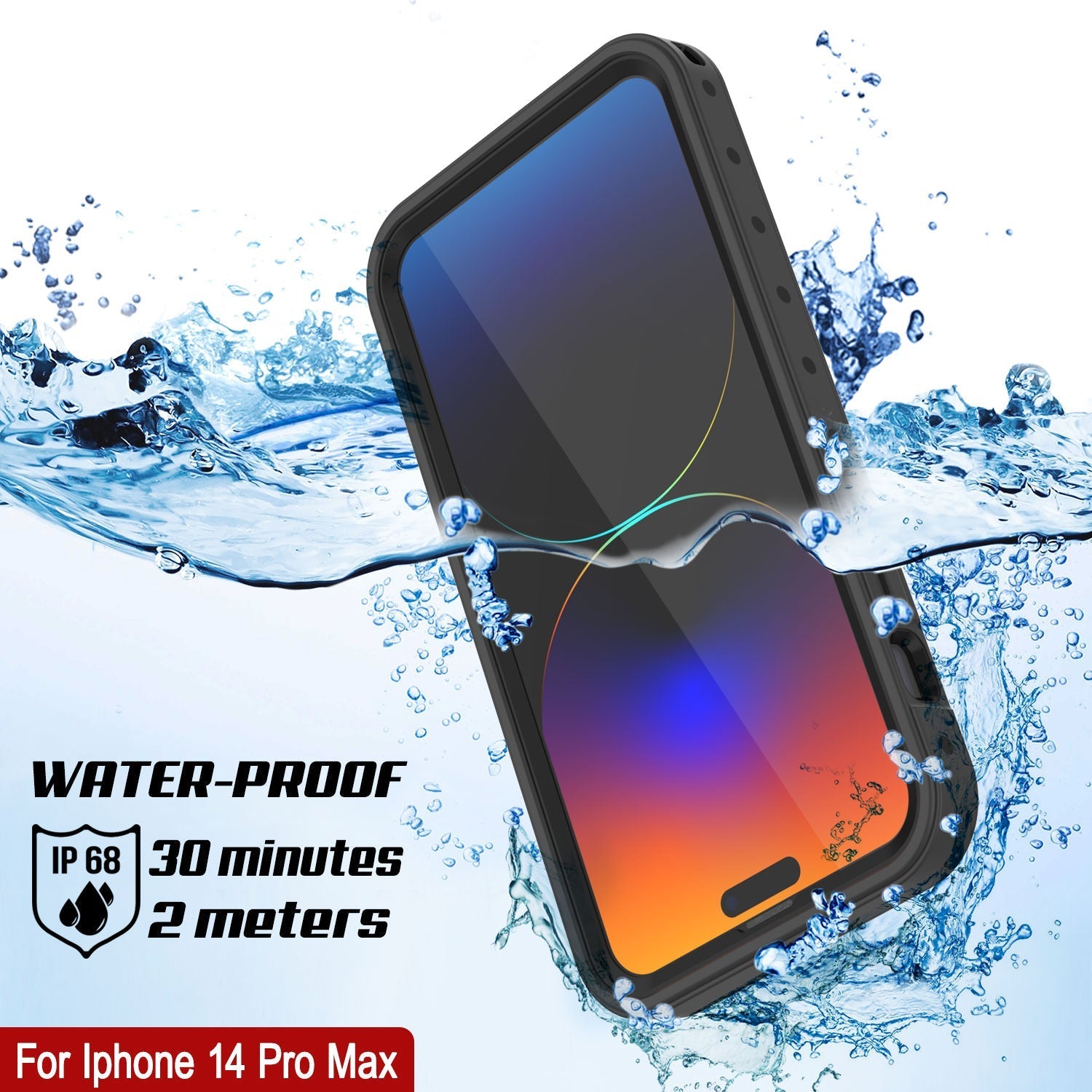 iPhone 14 Pro Max Waterproof IP68 Case, Punkcase [Clear] [StudStar Series] [Slim Fit] [Dirtproof]