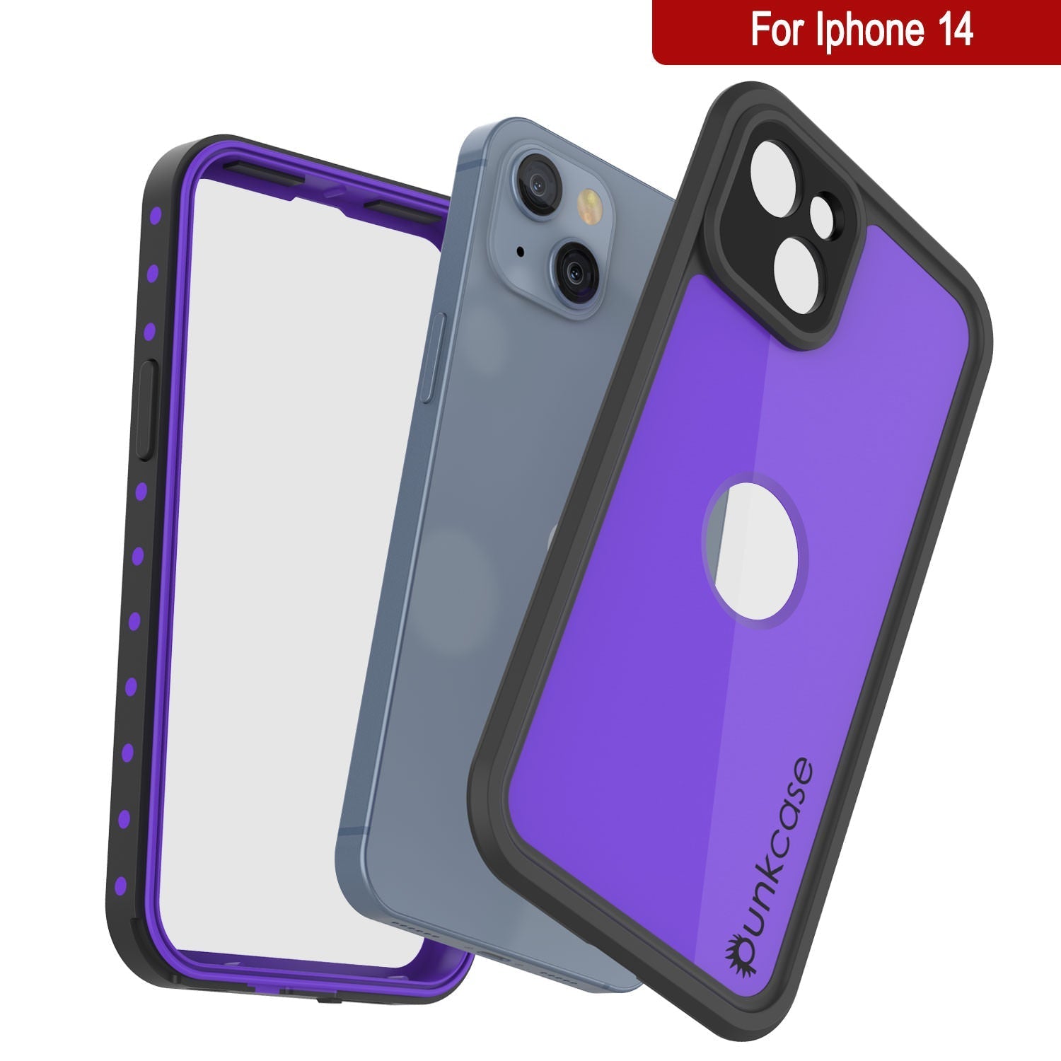 iPhone 14 Waterproof IP68 Case, Punkcase [Purple] [StudStar Series] [Slim Fit] [Dirtproof]