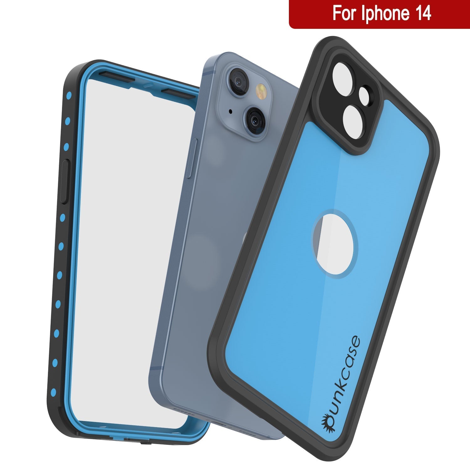 iPhone 14 Waterproof IP68 Case, Punkcase [Light blue] [StudStar Series] [Slim Fit] [Dirtproof]