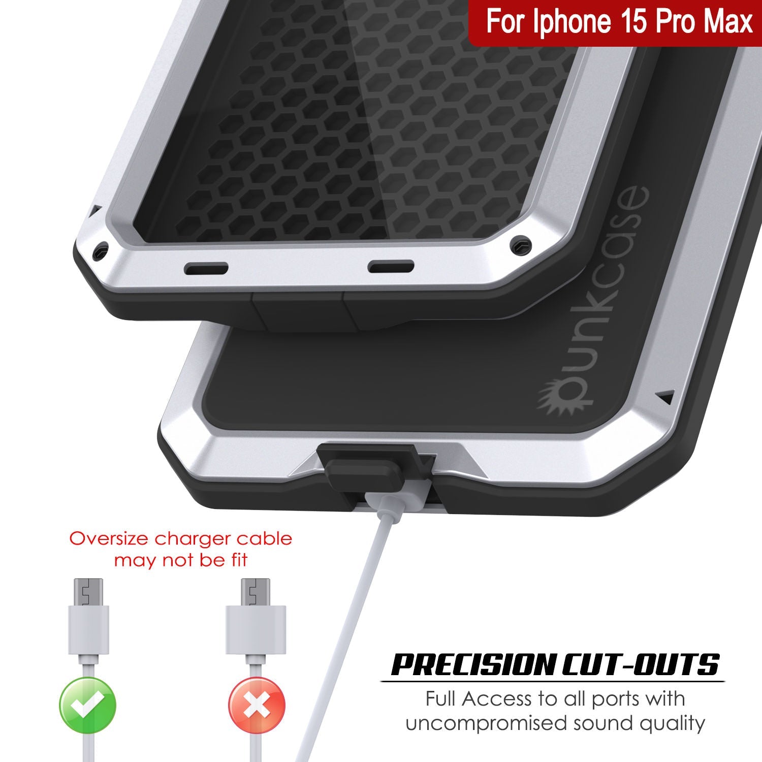 iPhone 15 Pro Max Metal Case, Heavy Duty Military Grade Armor Cover [shock proof] Full Body Hard [White]