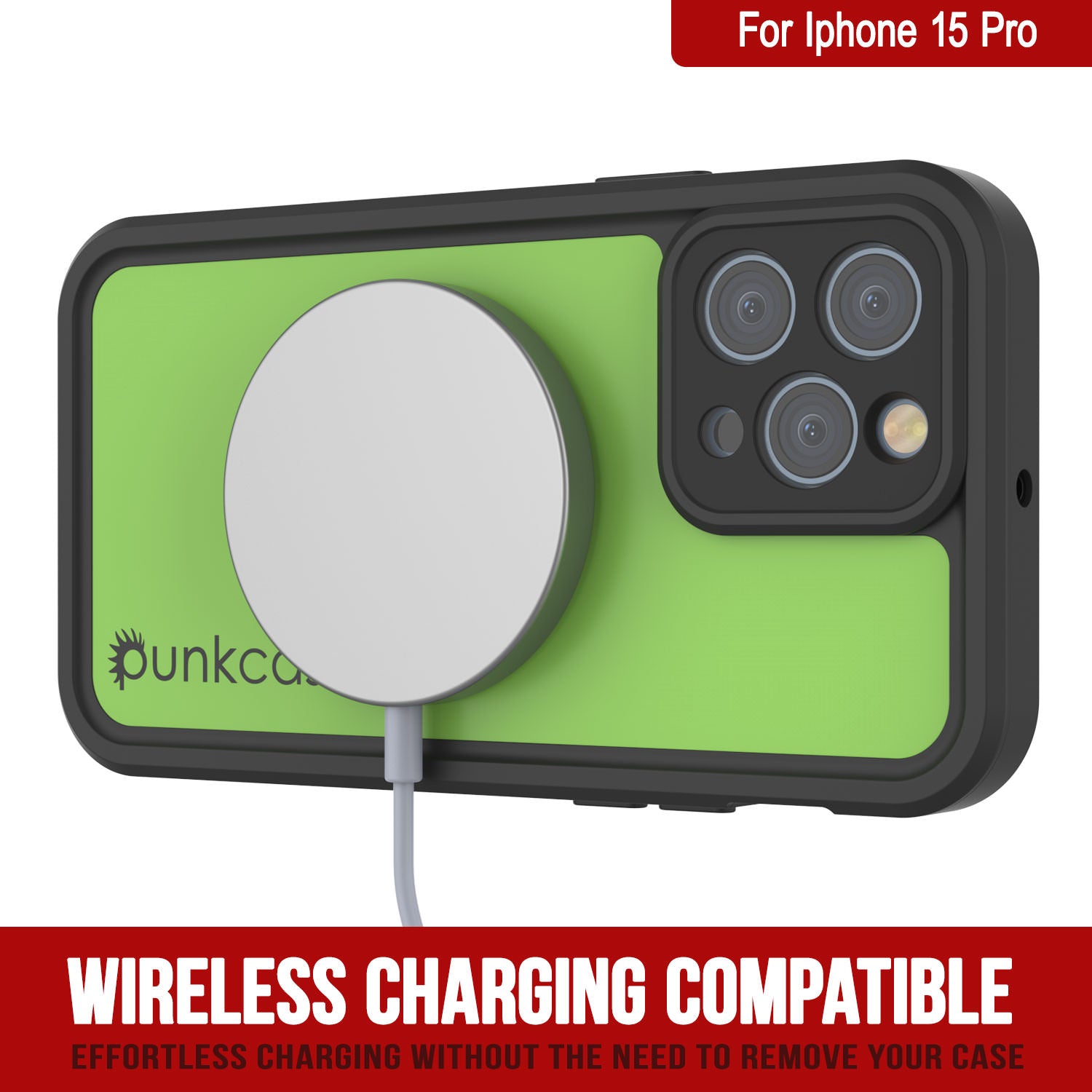 iPhone 15 Pro Waterproof IP68 Case, Punkcase [Light green] [StudStar Series] [Slim Fit] [Dirtproof]