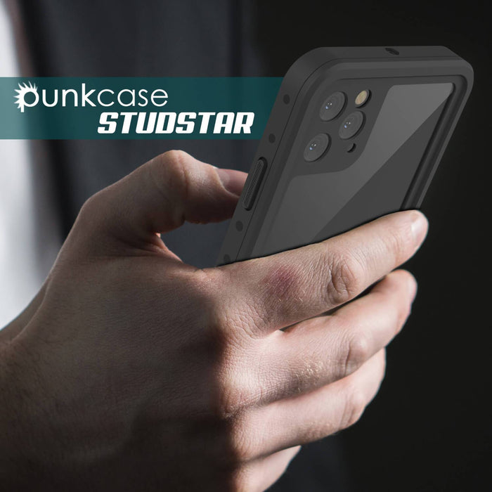 iPhone 11 Pro Max Waterproof IP68 Case, Punkcase [Black] [StudStar Series] [Slim Fit] (Color in image: purple)