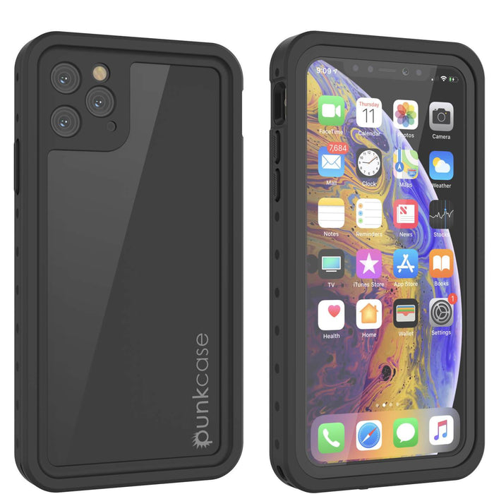 iPhone 11 Pro Max Waterproof IP68 Case, Punkcase [Black] [StudStar Series] [Slim Fit] (Color in image: black)