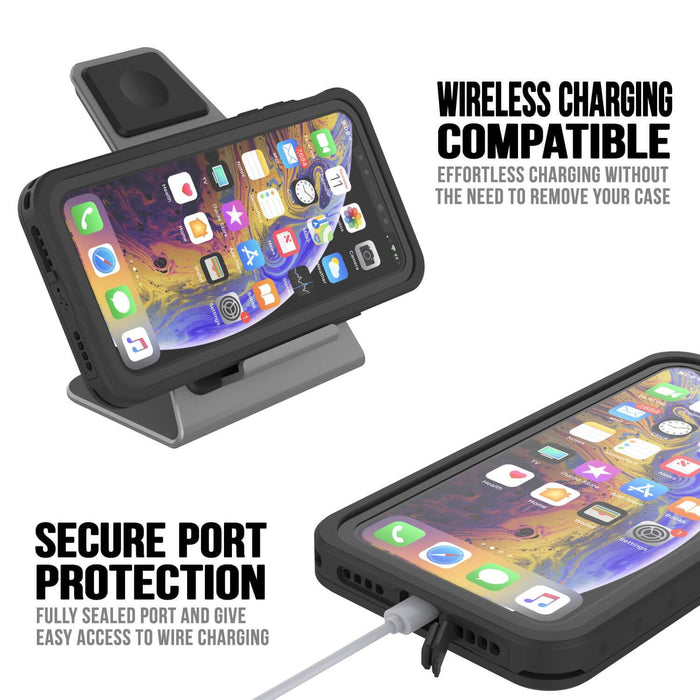 iPhone 11 Pro Max Waterproof IP68 Case, Punkcase [Black] [StudStar Series] [Slim Fit] (Color in image: pink)