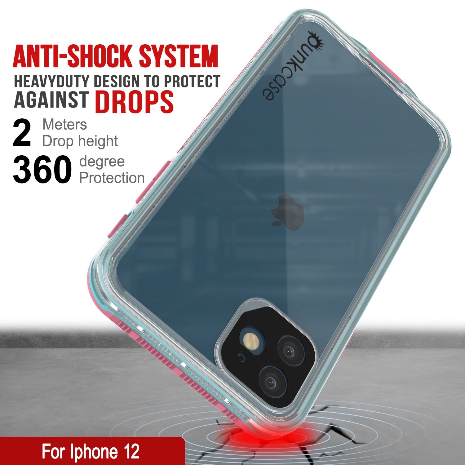 Punkcase iPhone 13 Waterproof Case [Aqua Series] Armor Cover [Clear Pink] [Clear Back]
