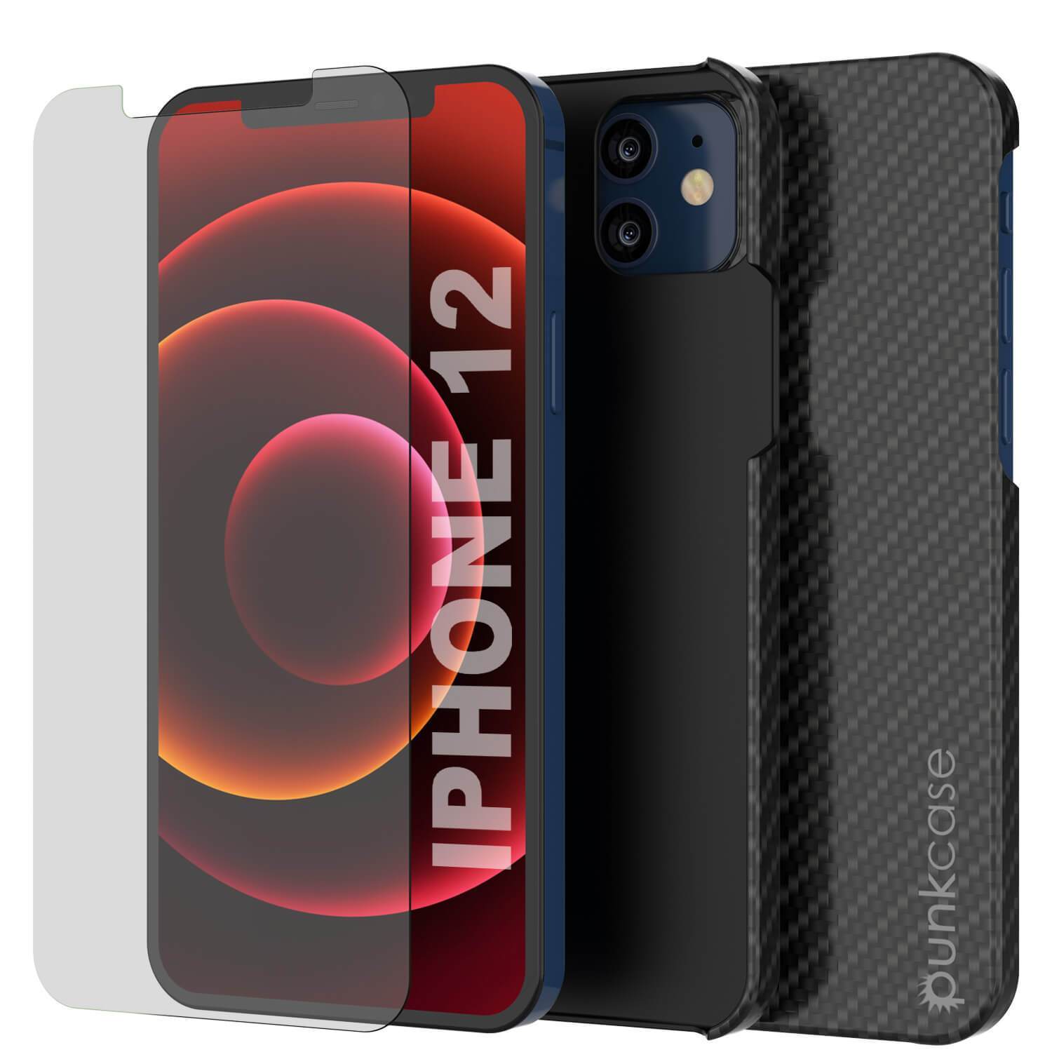 iPhone 12 Mini Case, Punkcase CarbonShield, Heavy Duty & Ultra Thin 2 Piece Dual Layer [shockproof]