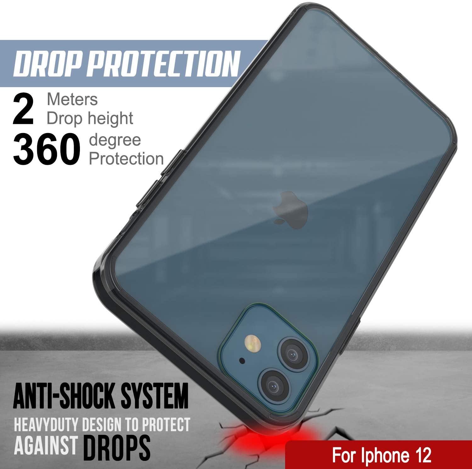 iPhone 13 Case Punkcase® LUCID 2.0 Crystal Black Series w/ PUNK SHIELD Screen Protector | Ultra Fit
