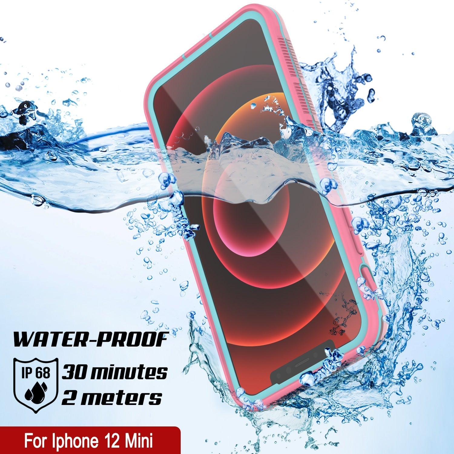 Punkcase iPhone 13 Mini Waterproof Case [Aqua Series] Armor Cover [Pink]