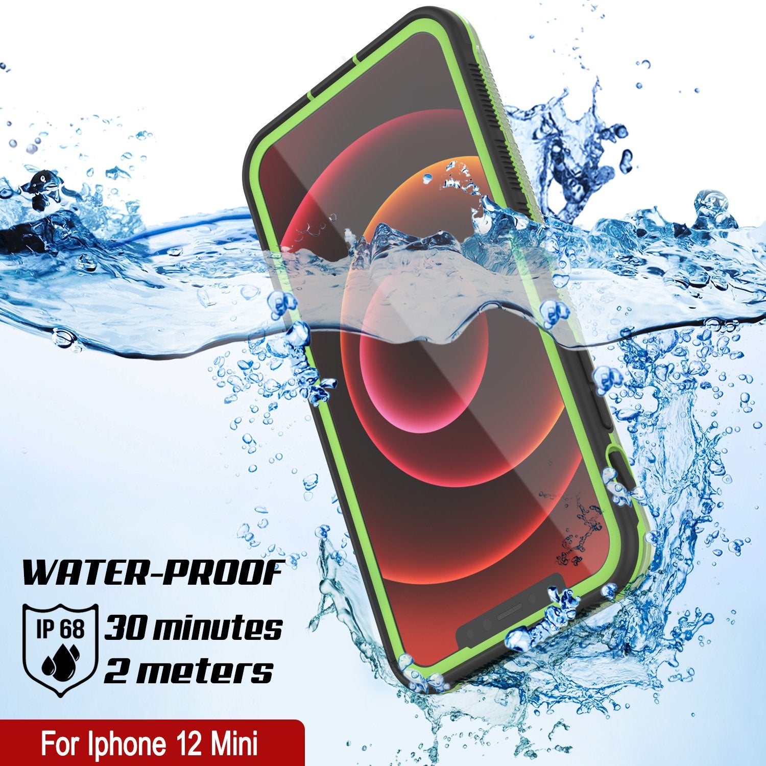 Punkcase iPhone 12 Mini Waterproof Case [Aqua Series] Armor Cover [Clear Black] [Clear Back]