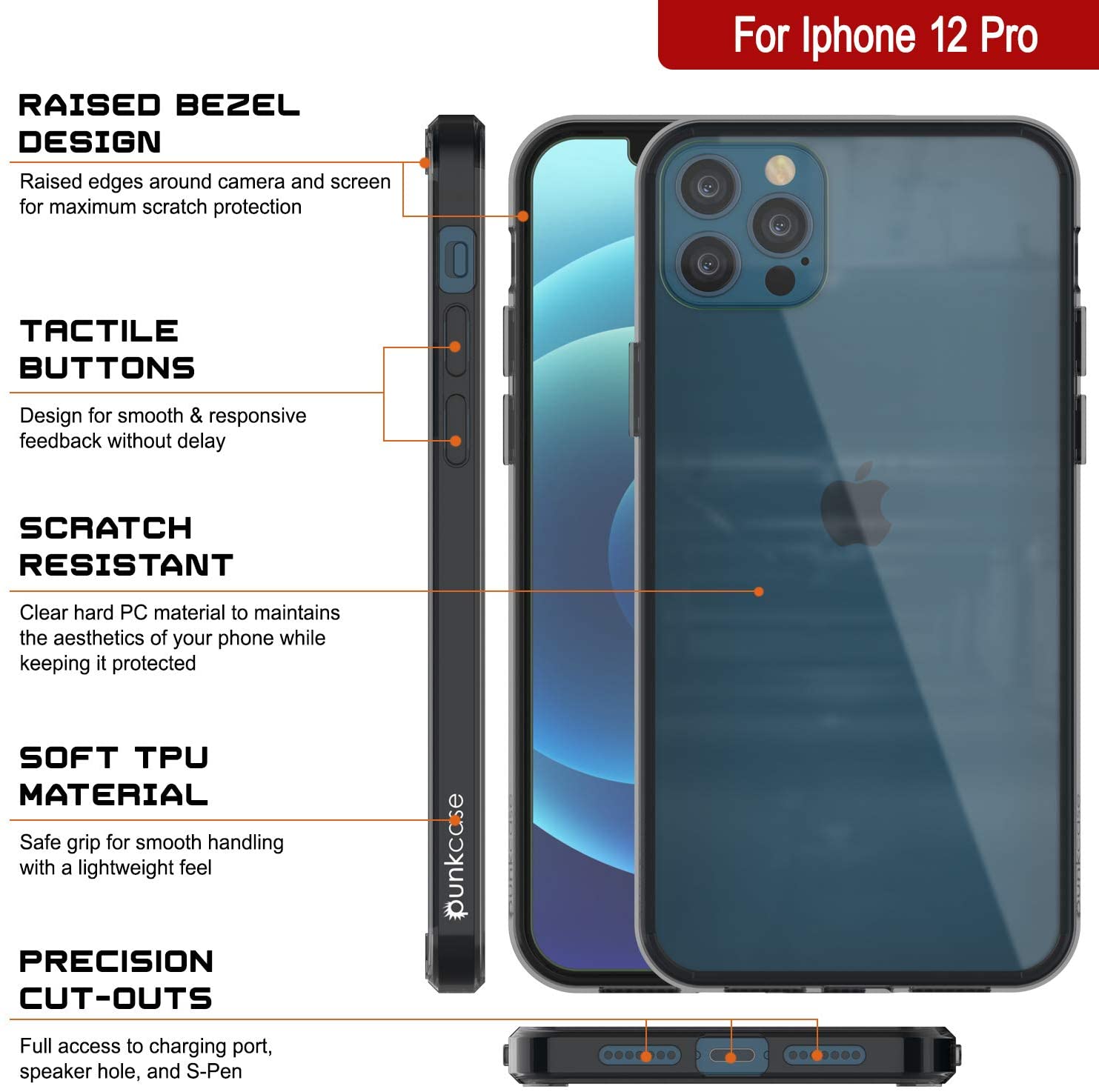 iPhone 13 Pro Case Punkcase® LUCID 2.0 Crystal Black Series w/ SHIELD Screen Protector | Ultra Fit