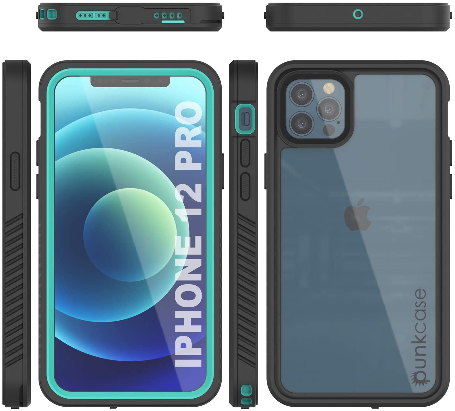 iPhone 12 Pro Waterproof Case, Punkcase [Extreme Series] Armor Cover W/ Built In Screen Protector [Teal] (Color in image: Red)
