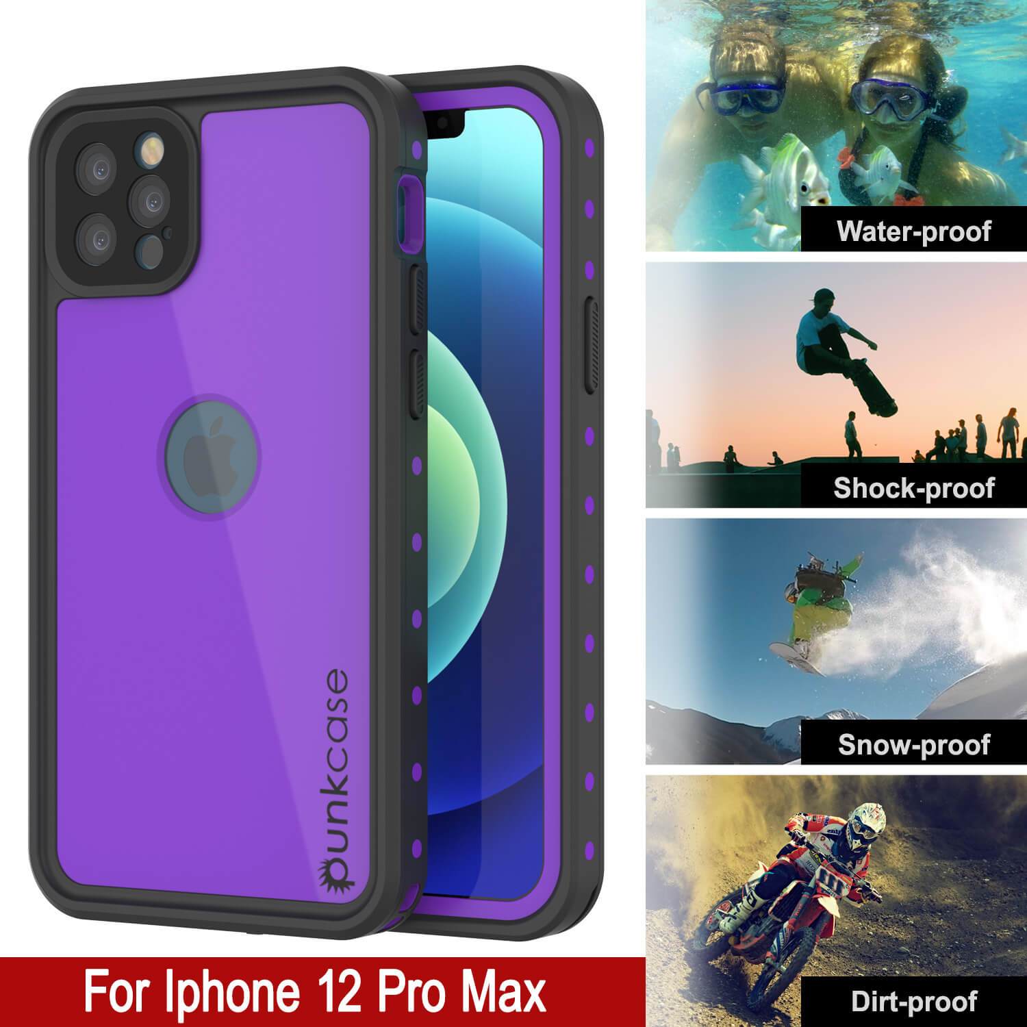 iPhone 12 Pro Max Waterproof IP68 Case, Punkcase [Purple] [StudStar Series] [Slim Fit] [Dirtproof] (Color in image: Light Green)
