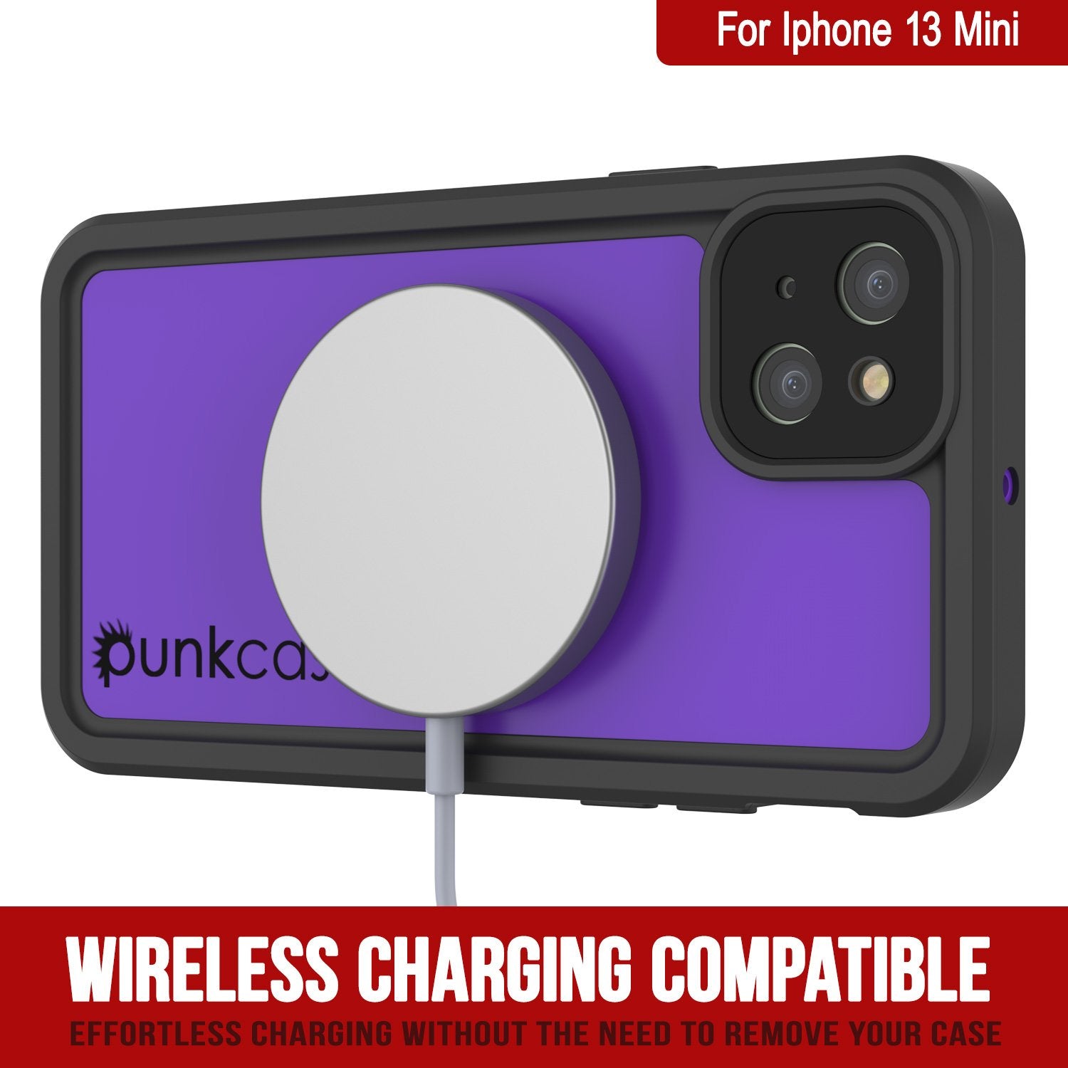 iPhone 13 Mini Waterproof IP68 Case, Punkcase [Purple] [StudStar Series] [Slim Fit] [Dirtproof]