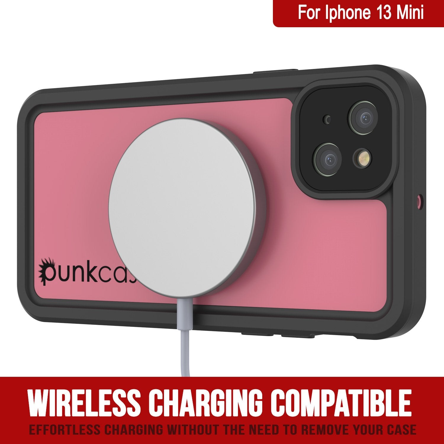 iPhone 13 Mini Waterproof IP68 Case, Punkcase [Pink] [StudStar Series] [Slim Fit] [Dirtproof]