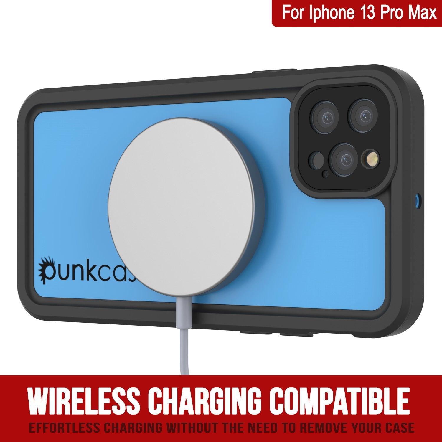 iPhone 13 Pro Max Waterproof IP68 Case, Punkcase [Light blue] [StudStar Series] [Slim Fit] [Dirtproof]