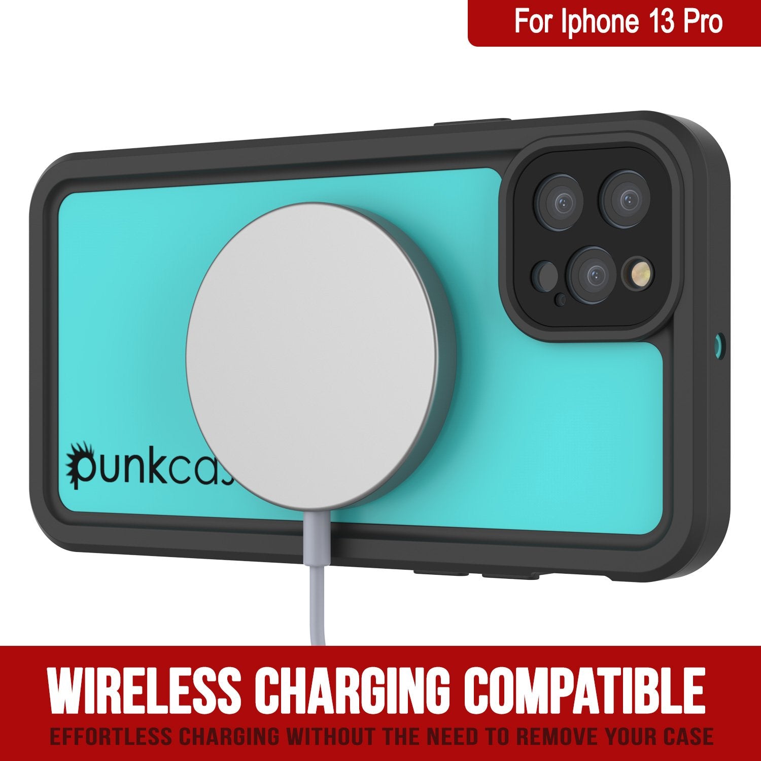 iPhone 13 Pro Waterproof IP68 Case, Punkcase [Teal] [StudStar Series] [Slim Fit]