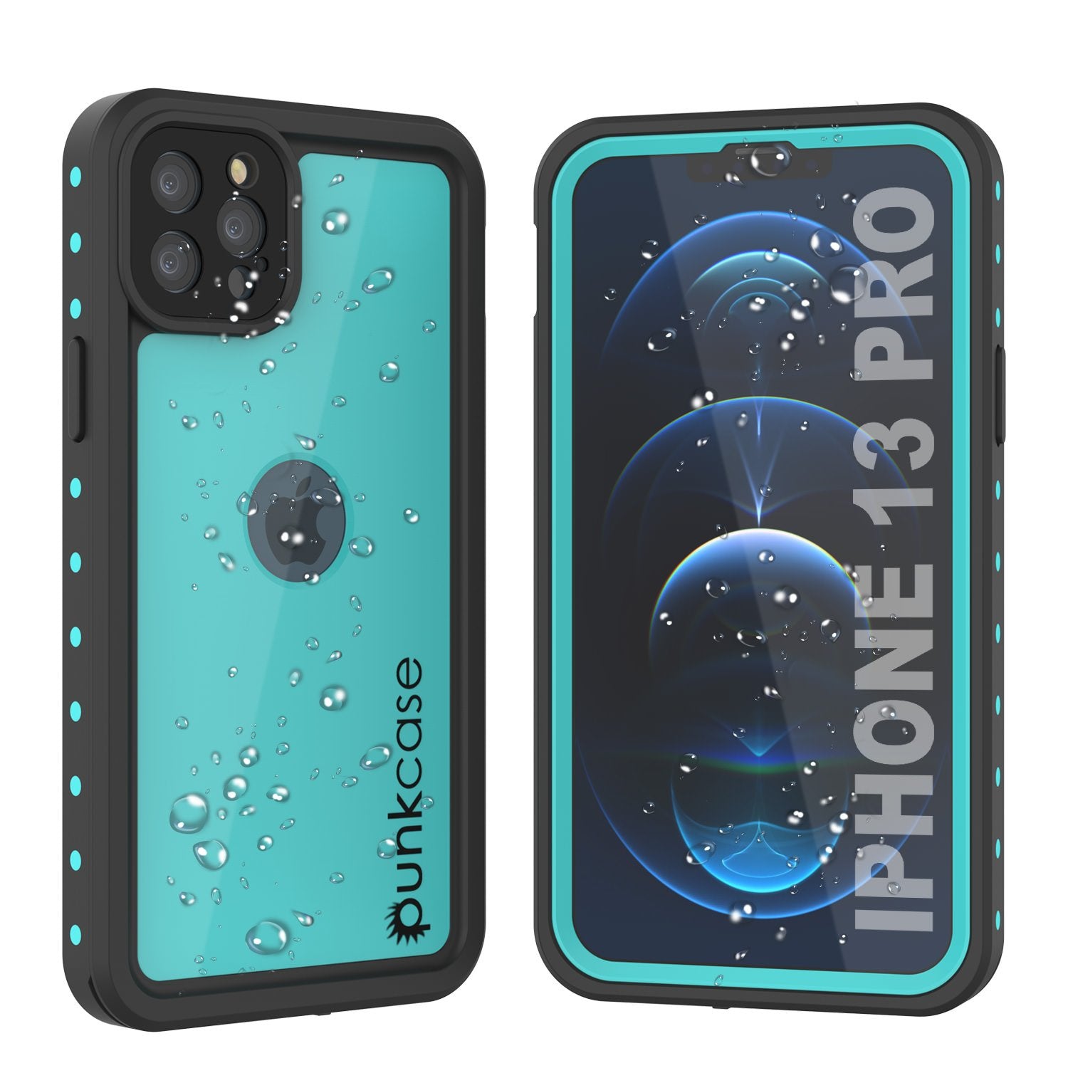 iPhone 13 Pro Waterproof IP68 Case, Punkcase [Teal] [StudStar Series] [Slim Fit]