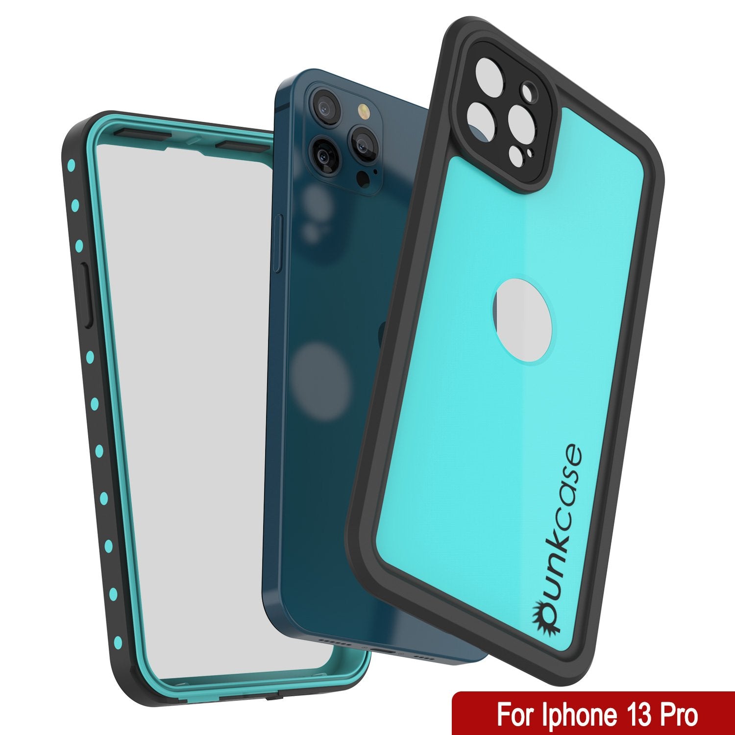 iPhone 13 Pro Waterproof IP68 Case, Punkcase [Teal] [StudStar Series] [Slim Fit]