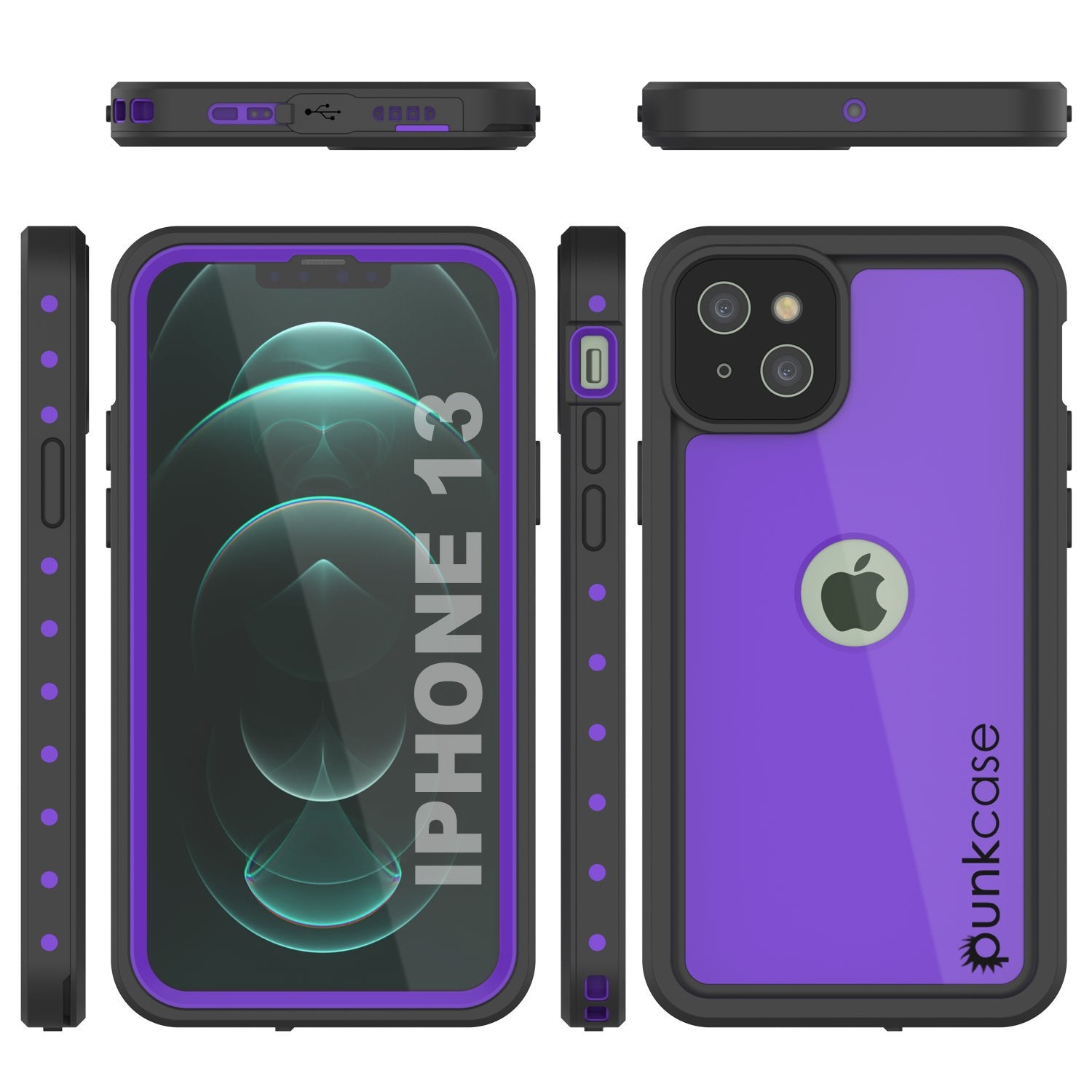 iPhone 13 Waterproof IP68 Case, Punkcase [Purple] [StudStar Series] [Slim Fit] [Dirtproof]